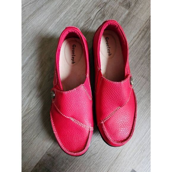 Geoeleph Shoes - Geoeleph Red Leather Comfort Lightweight Slip On Shoes size 7.5